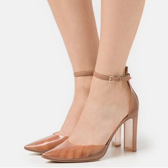Aldo Shoes - Aldo Deedee Clear Brown Disney Cinderella Transparent Ankle Strap Pimp Heel